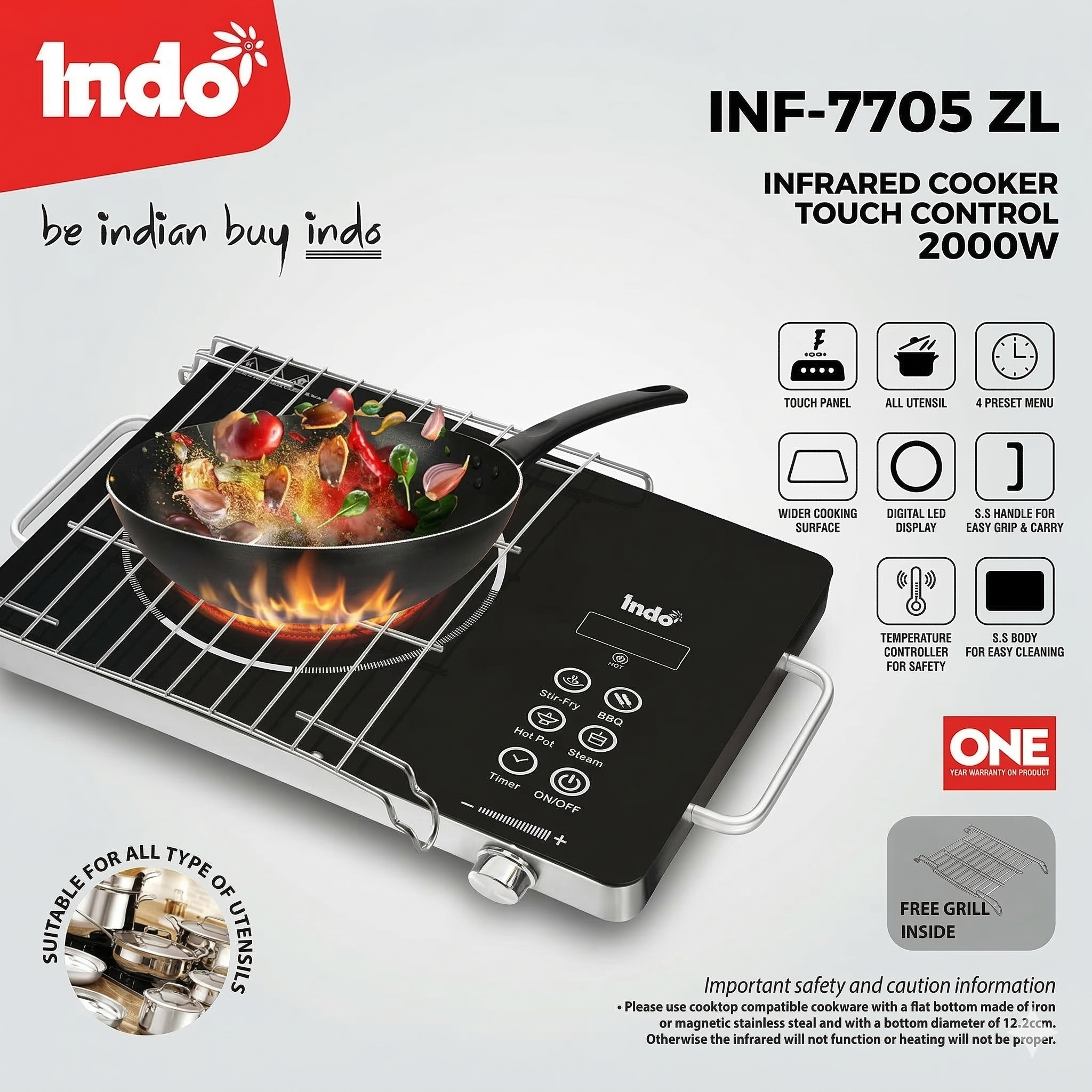 Indo INF-7705 ZL Infrared Cooker